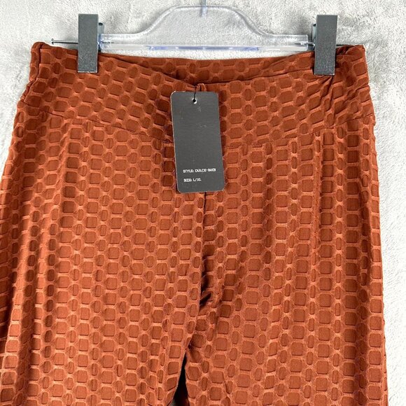 True Rock Women's Honeycomb Stretch High Waist Leggings Running Errands Rust  L - Picture 7 of 9